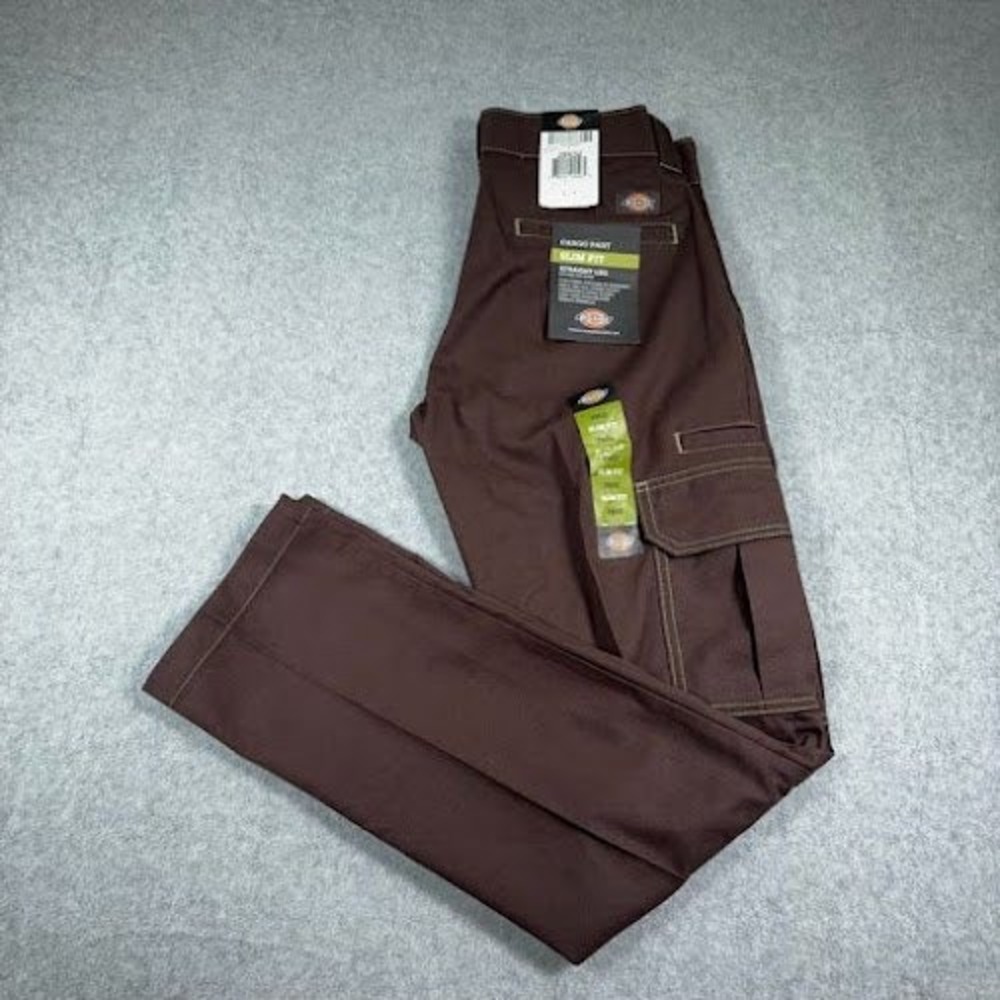 Dickies Slim Fit Cargo Pants Mens 29x32 Fits 30x32 Brown Straight Leg Flex NWT